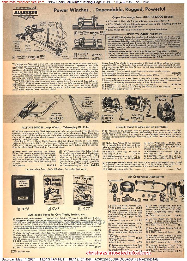 1957 Sears Fall Winter Catalog, Page 1239