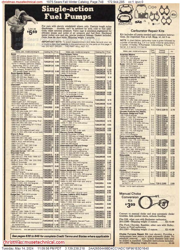 1975 Sears Fall Winter Catalog, Page 748
