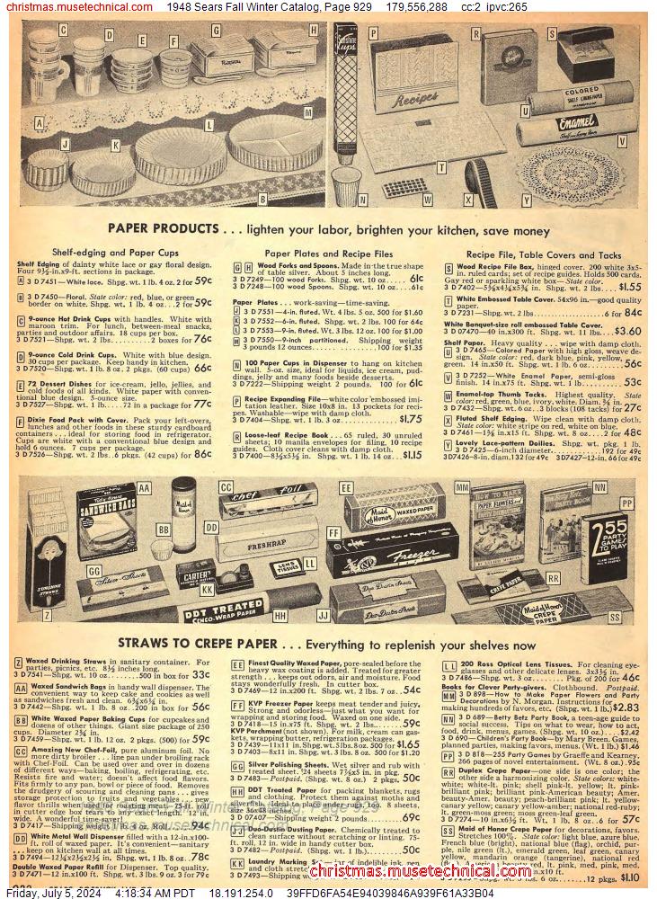 1948 Sears Fall Winter Catalog, Page 929