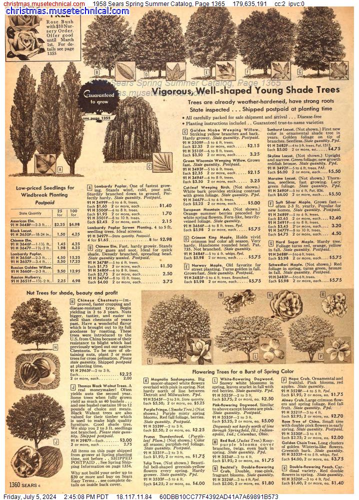 1958 Sears Spring Summer Catalog, Page 1365