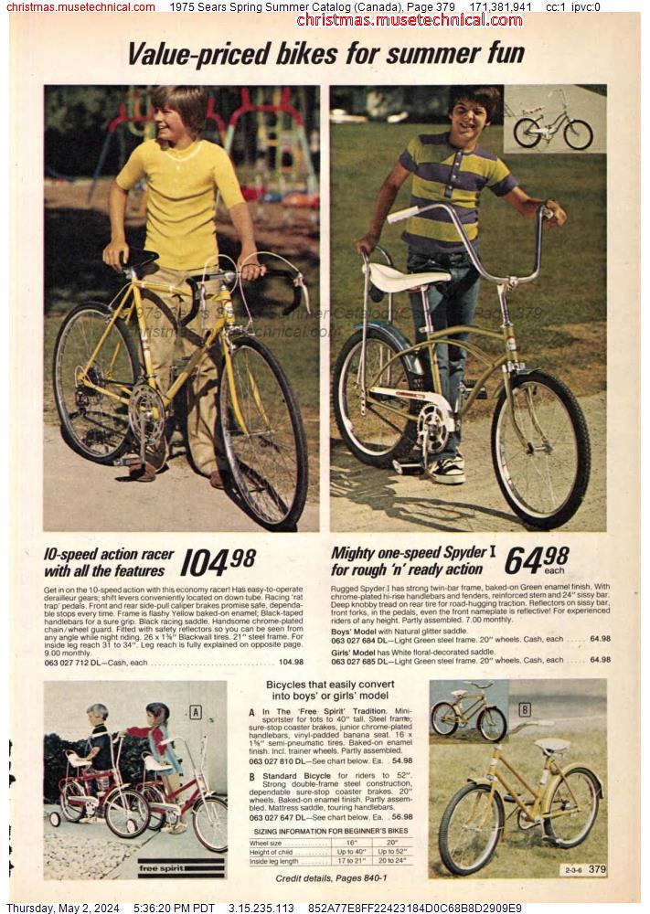1975 Sears Spring Summer Catalog (Canada), Page 379