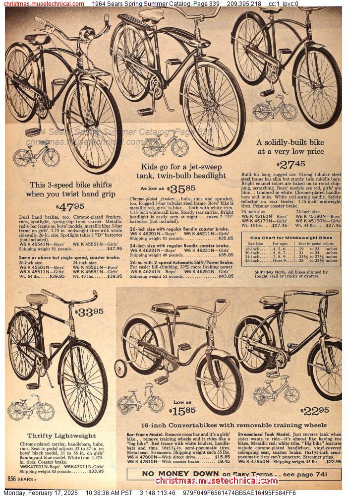 1964 Sears Spring Summer Catalog, Page 839