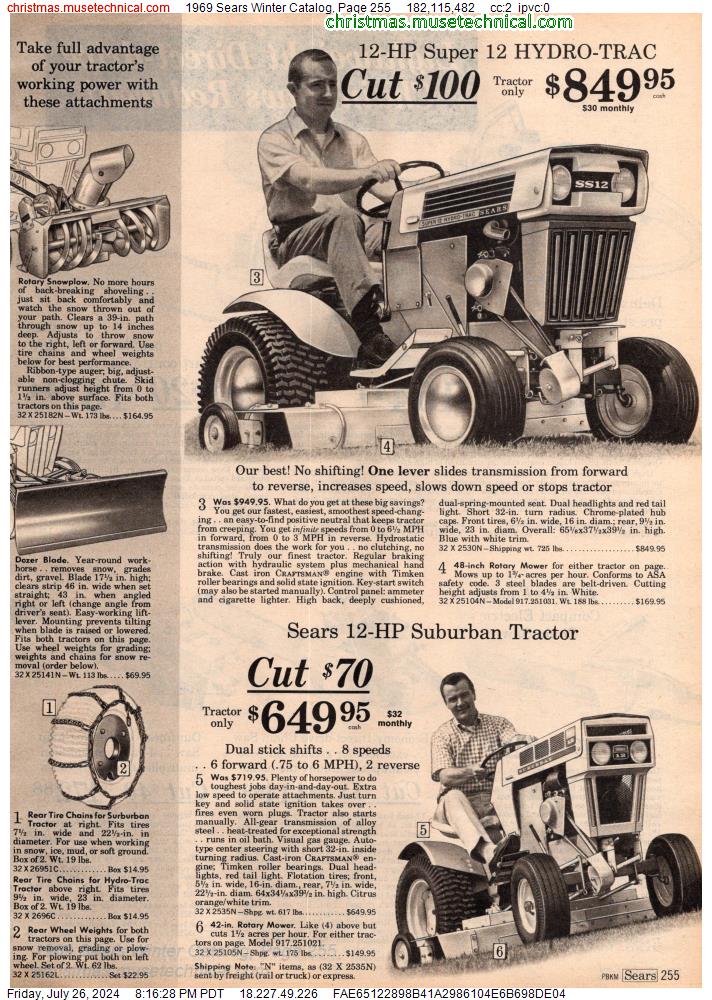1969 Sears Winter Catalog, Page 255