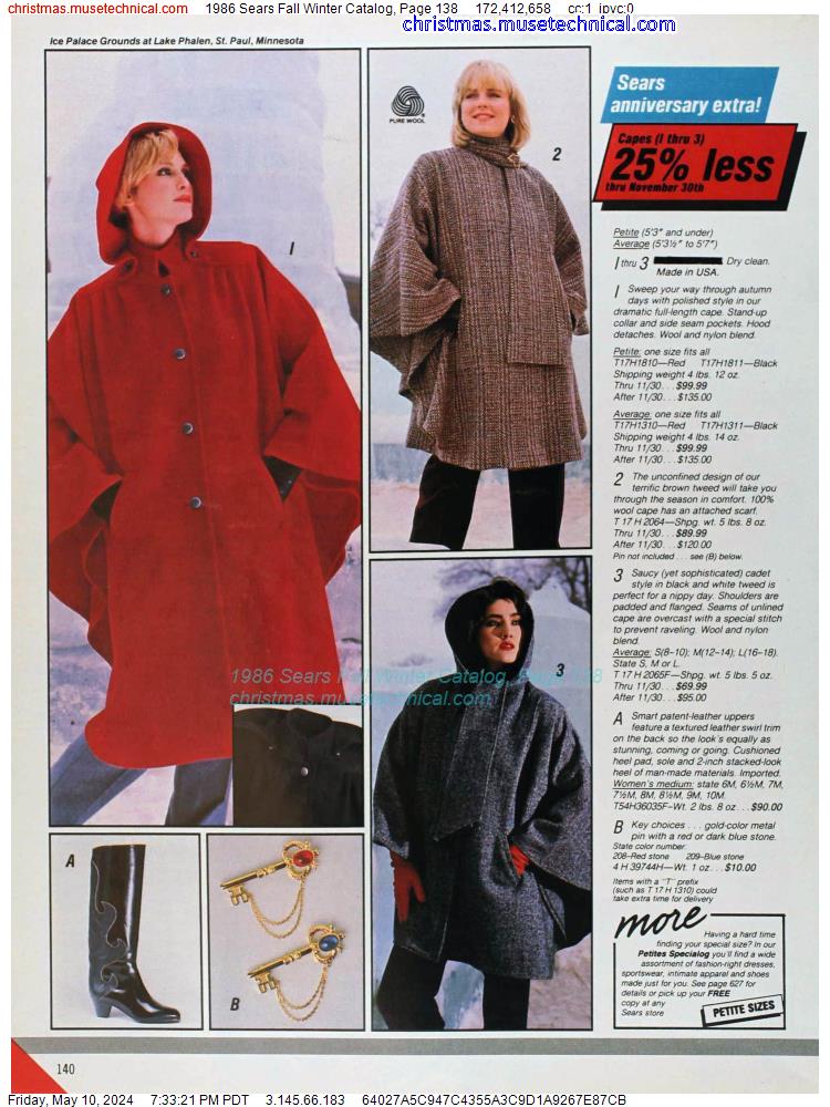 1986 Sears Fall Winter Catalog, Page 138