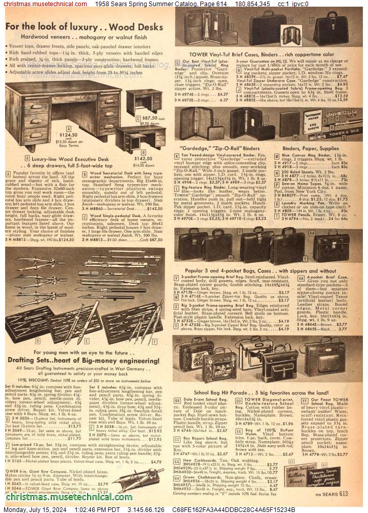 1958 Sears Spring Summer Catalog, Page 614