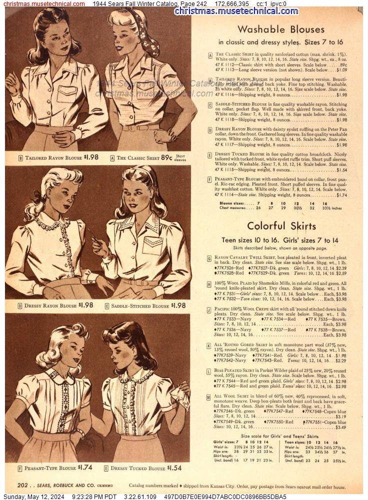 1944 Sears Fall Winter Catalog, Page 242