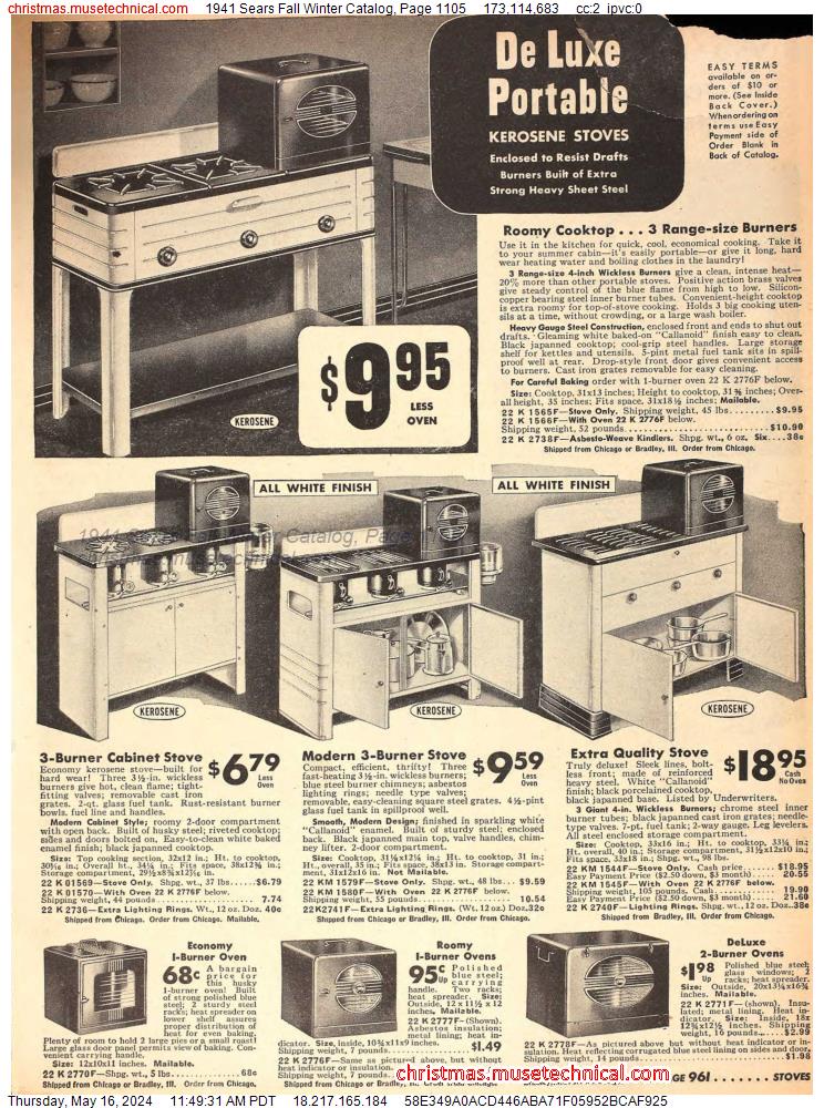 1941 Sears Fall Winter Catalog, Page 1105