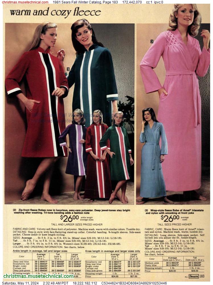 1981 Sears Fall Winter Catalog, Page 183