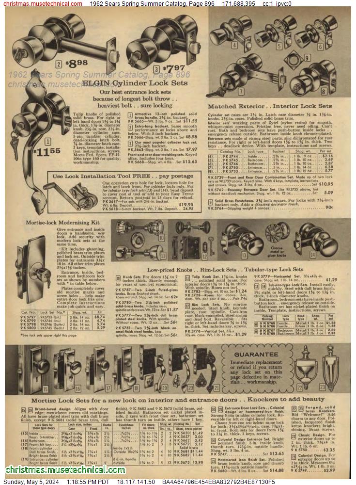 1962 Sears Spring Summer Catalog, Page 896