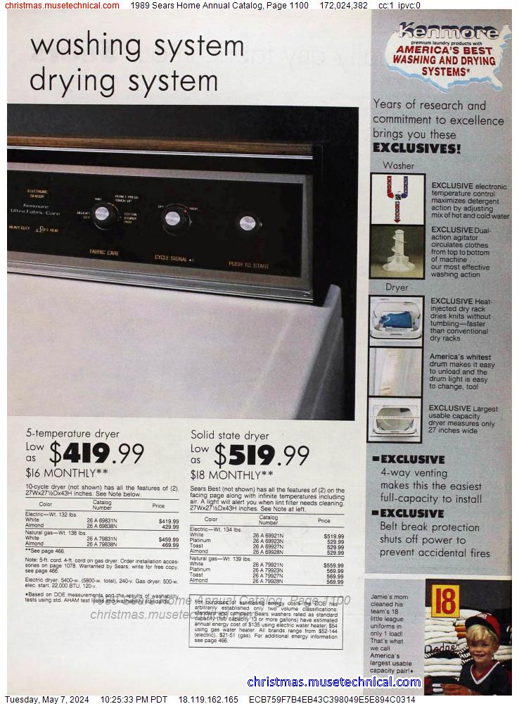 1989 Sears Home Annual Catalog, Page 1100