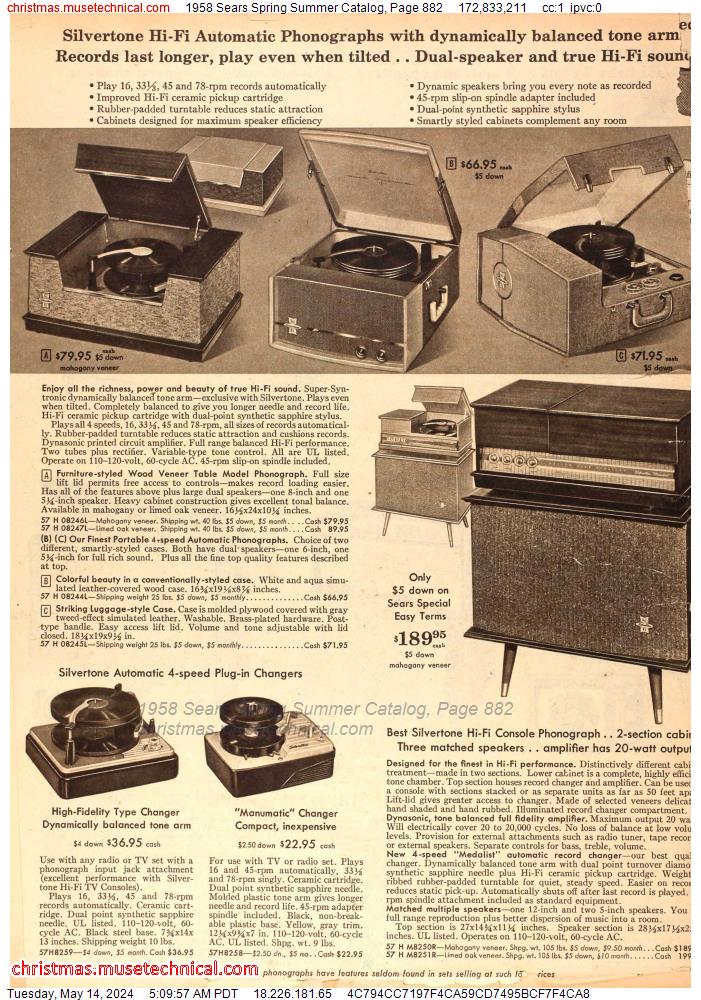 1958 Sears Spring Summer Catalog, Page 882