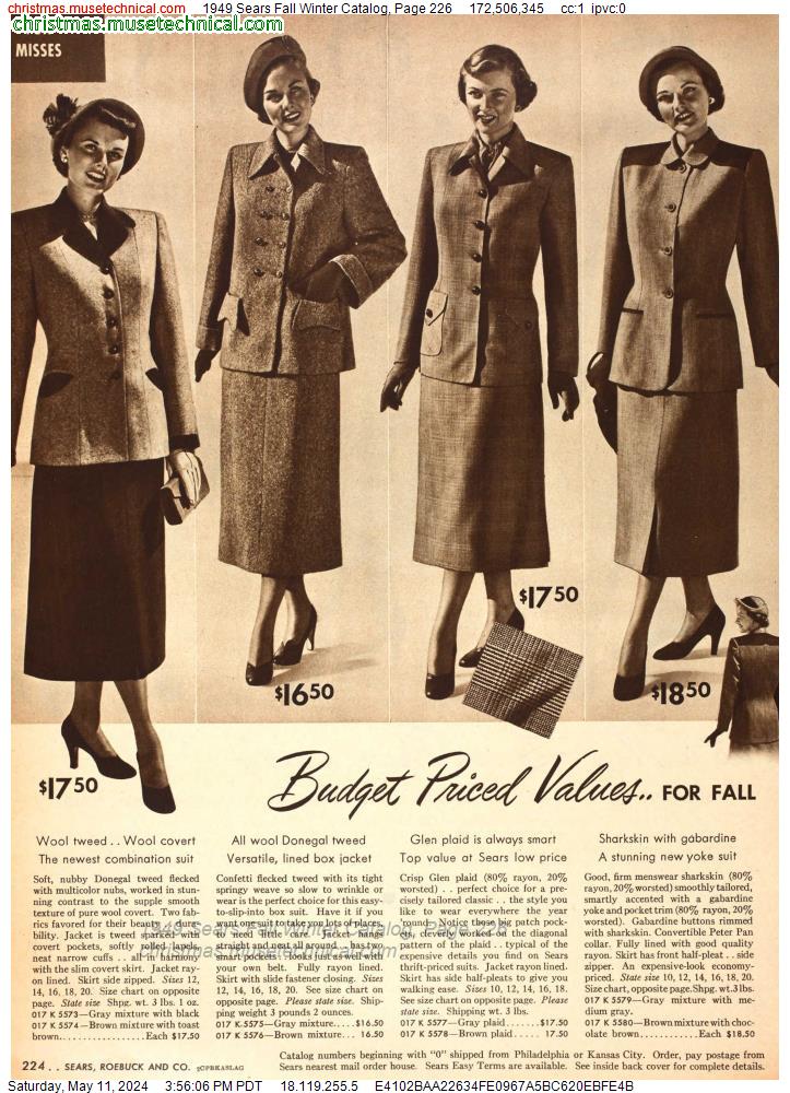 1949 Sears Fall Winter Catalog, Page 226