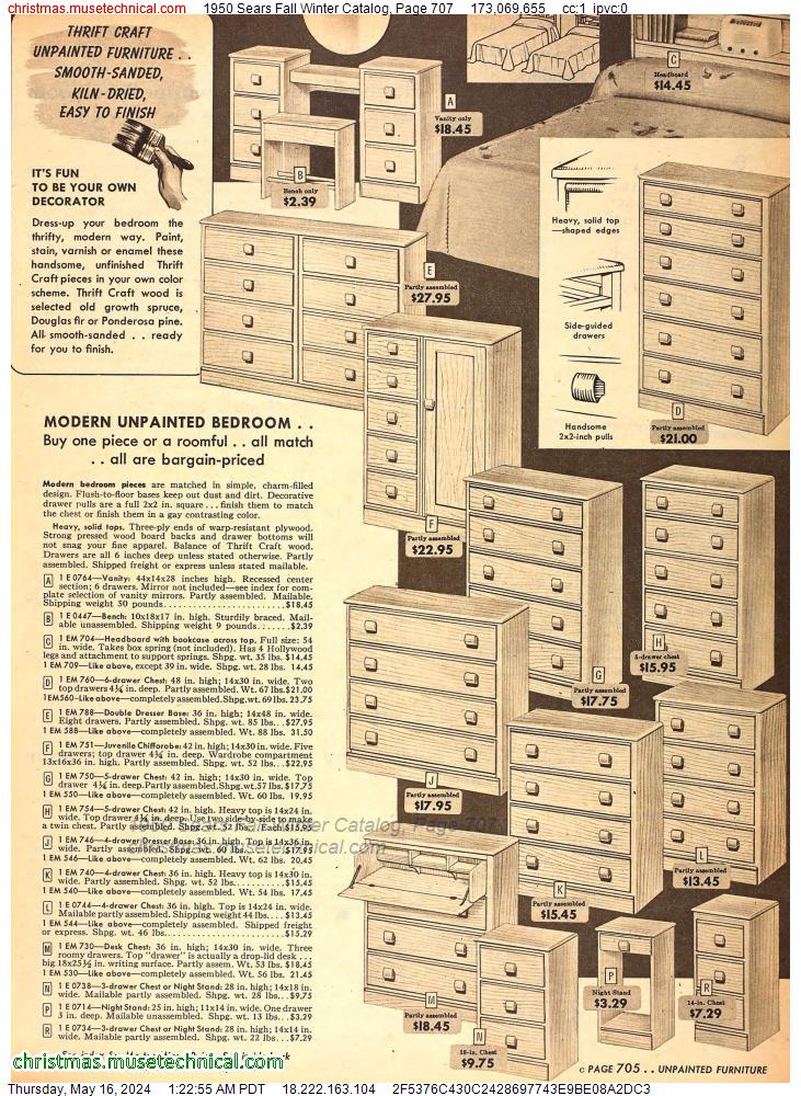 1950 Sears Fall Winter Catalog, Page 707