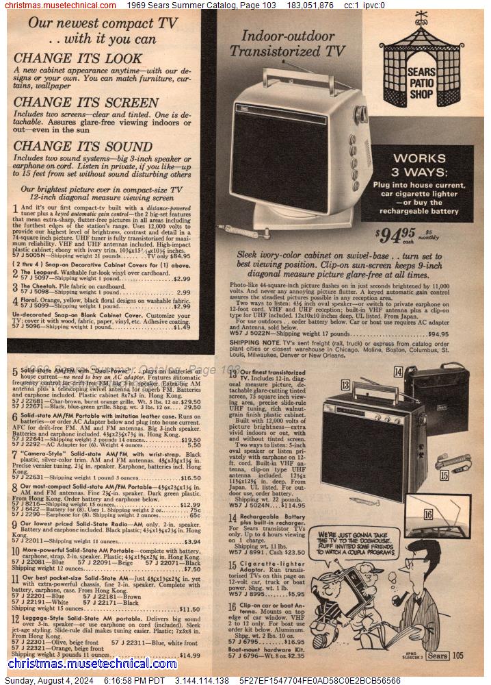 1969 Sears Summer Catalog, Page 103