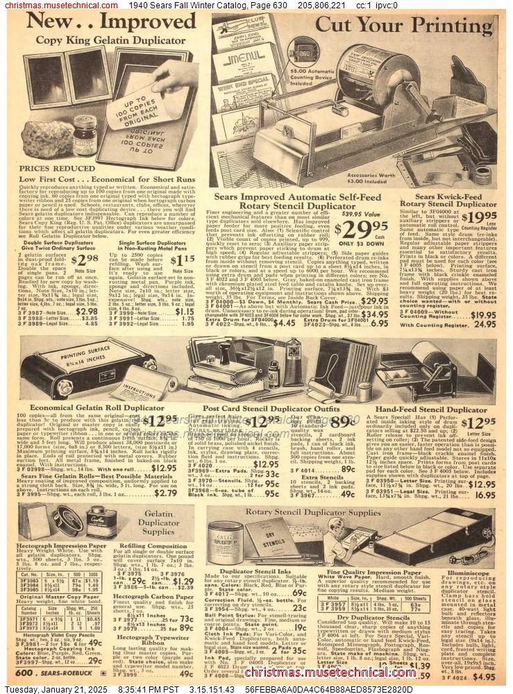 1940 Sears Fall Winter Catalog, Page 630