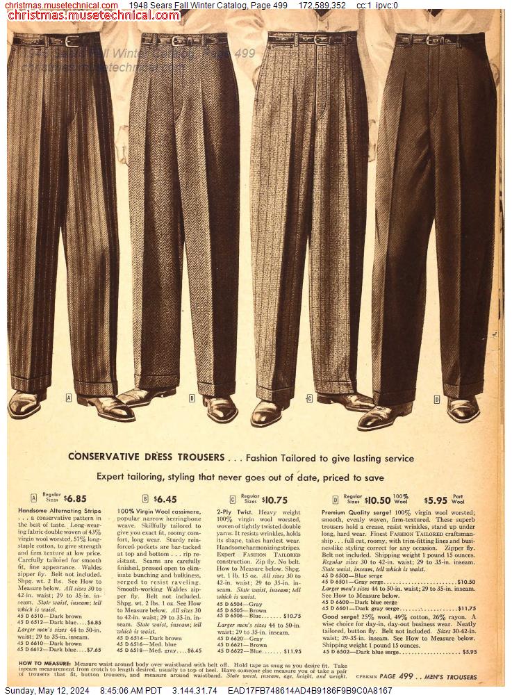 1948 Sears Fall Winter Catalog, Page 499