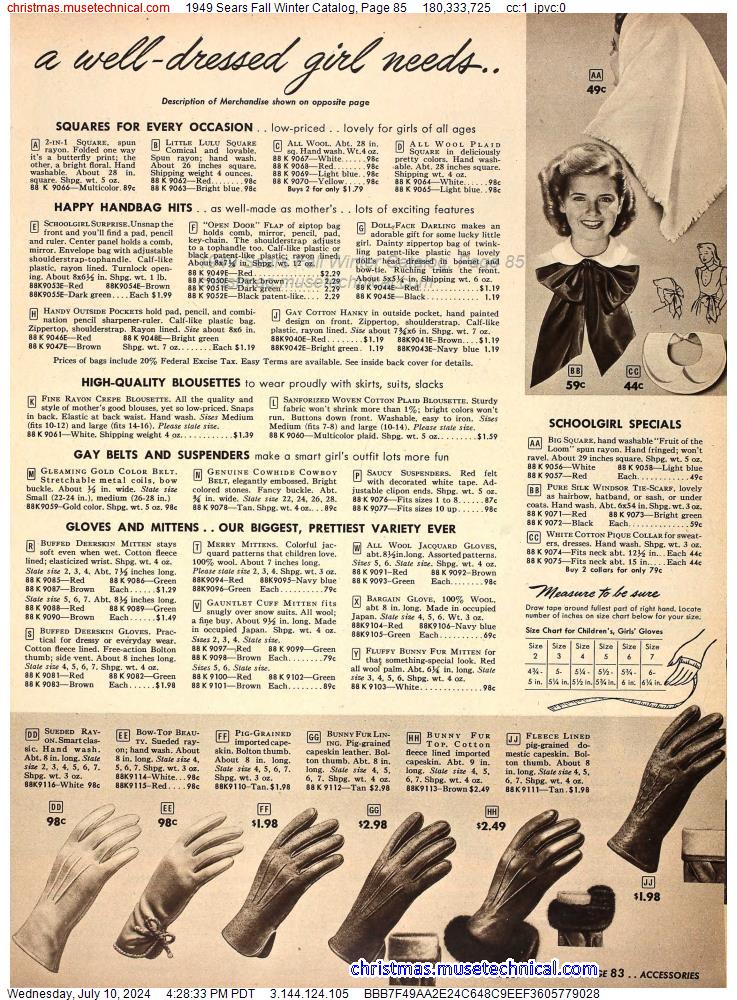 1949 Sears Fall Winter Catalog, Page 85