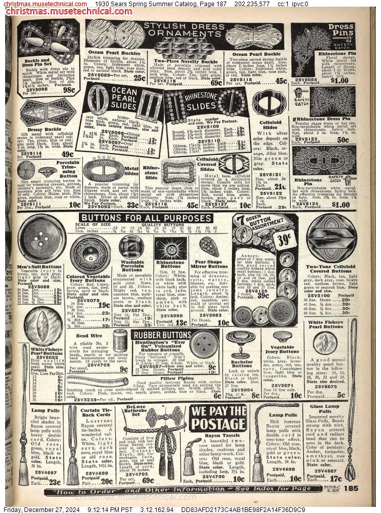 1930 Sears Spring Summer Catalog, Page 187