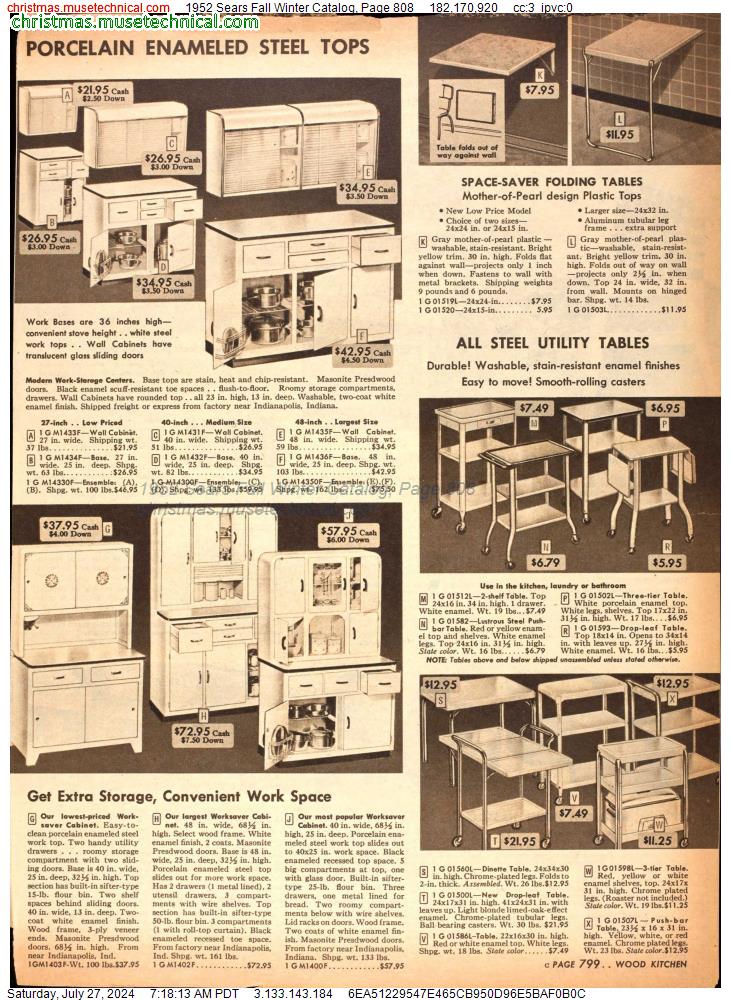 1952 Sears Fall Winter Catalog, Page 808