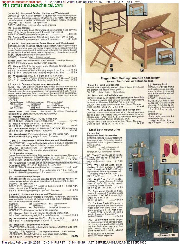 1982 Sears Fall Winter Catalog, Page 1297