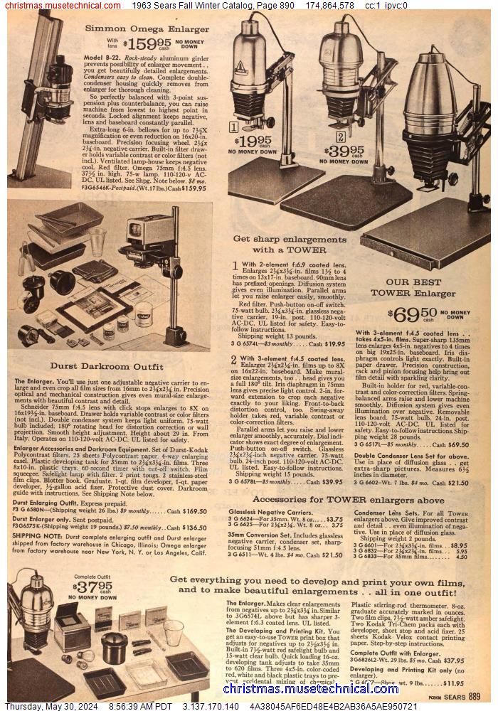 1963 Sears Fall Winter Catalog, Page 890