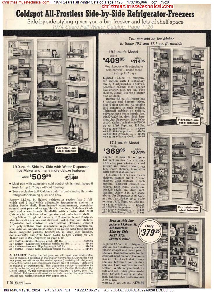 1974 Sears Fall Winter Catalog, Page 1120