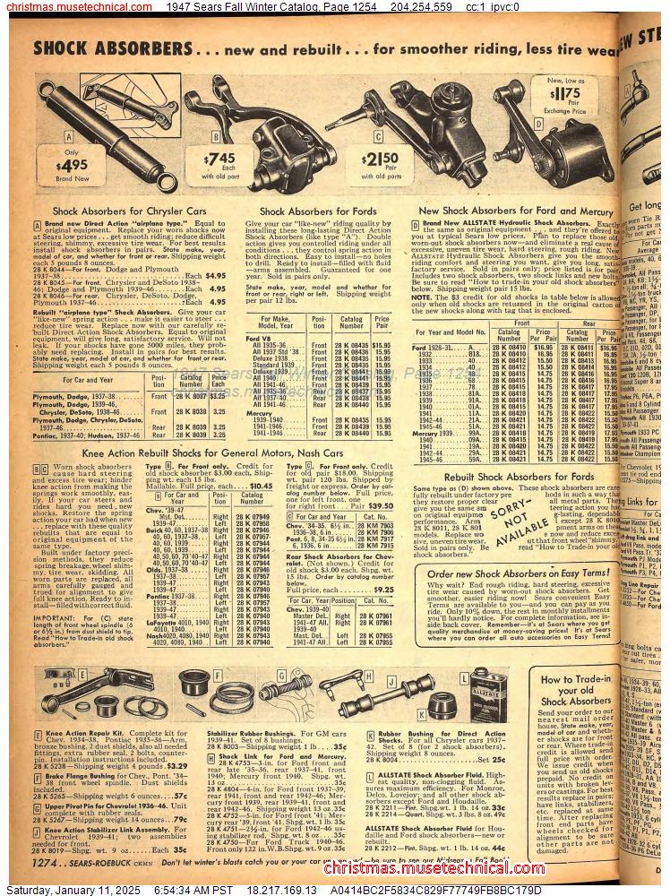 1947 Sears Fall Winter Catalog, Page 1254