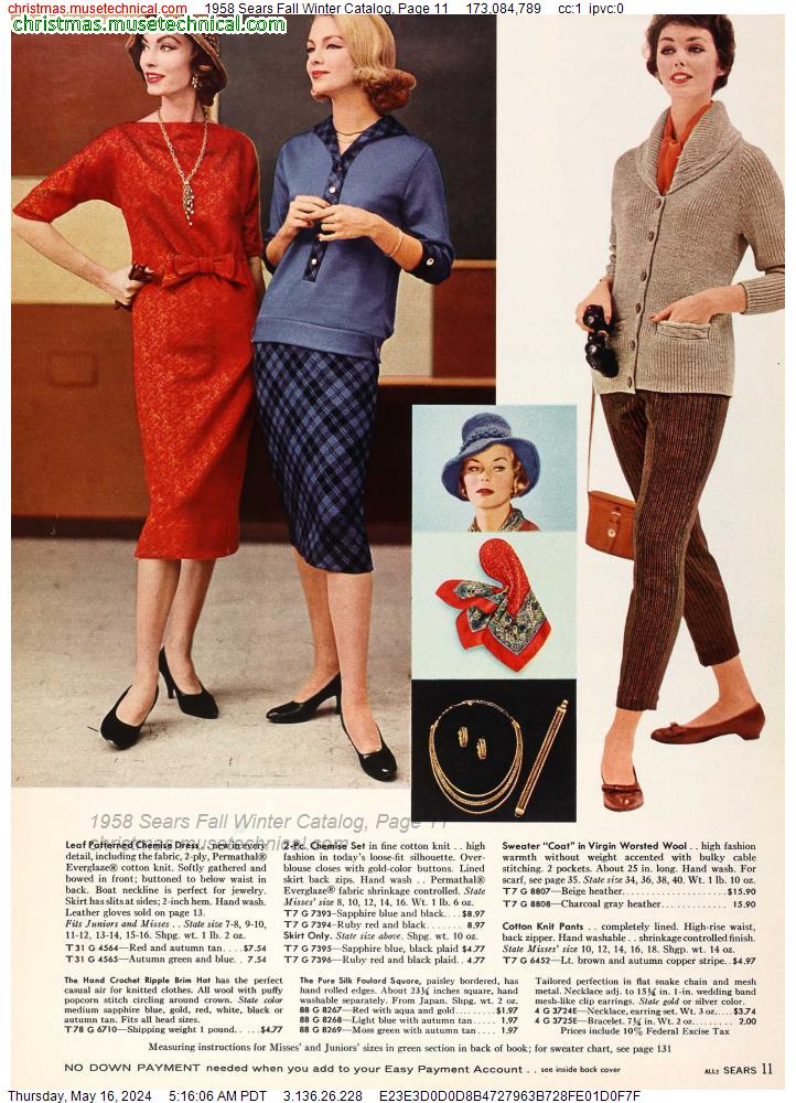 1958 Sears Fall Winter Catalog, Page 11