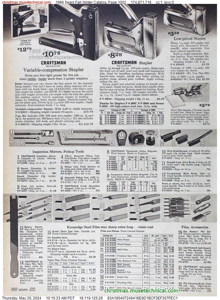 1966 Sears Fall Winter Catalog, Page 1052