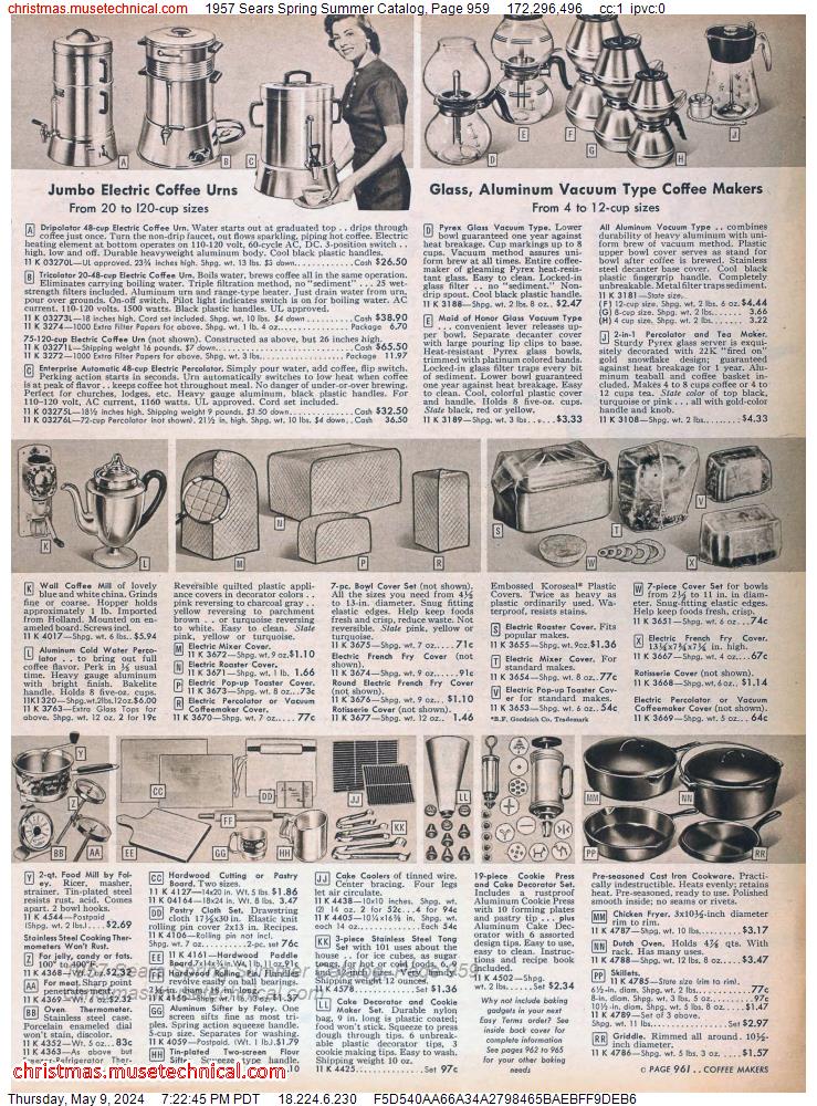1957 Sears Spring Summer Catalog, Page 959