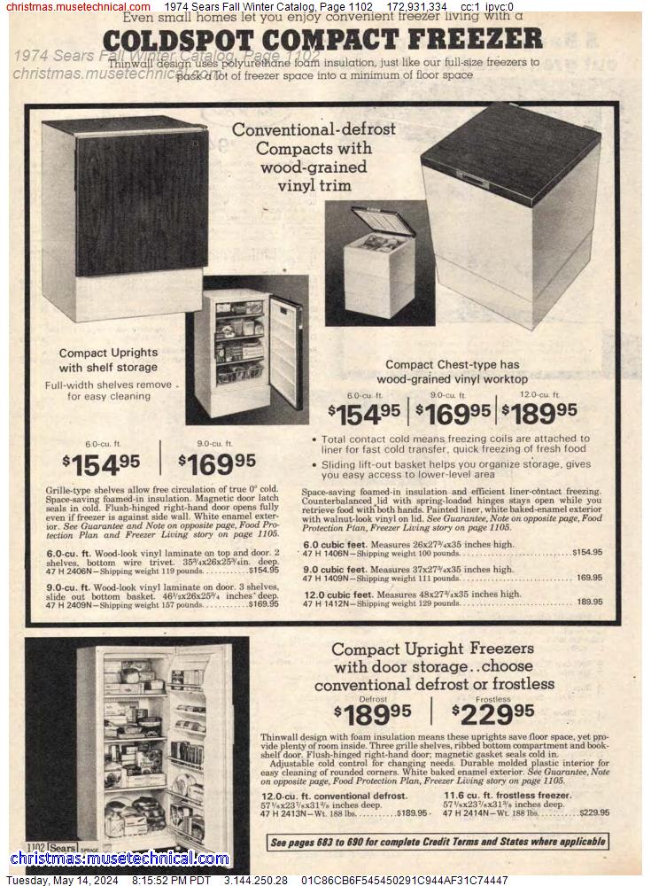 1974 Sears Fall Winter Catalog, Page 1102