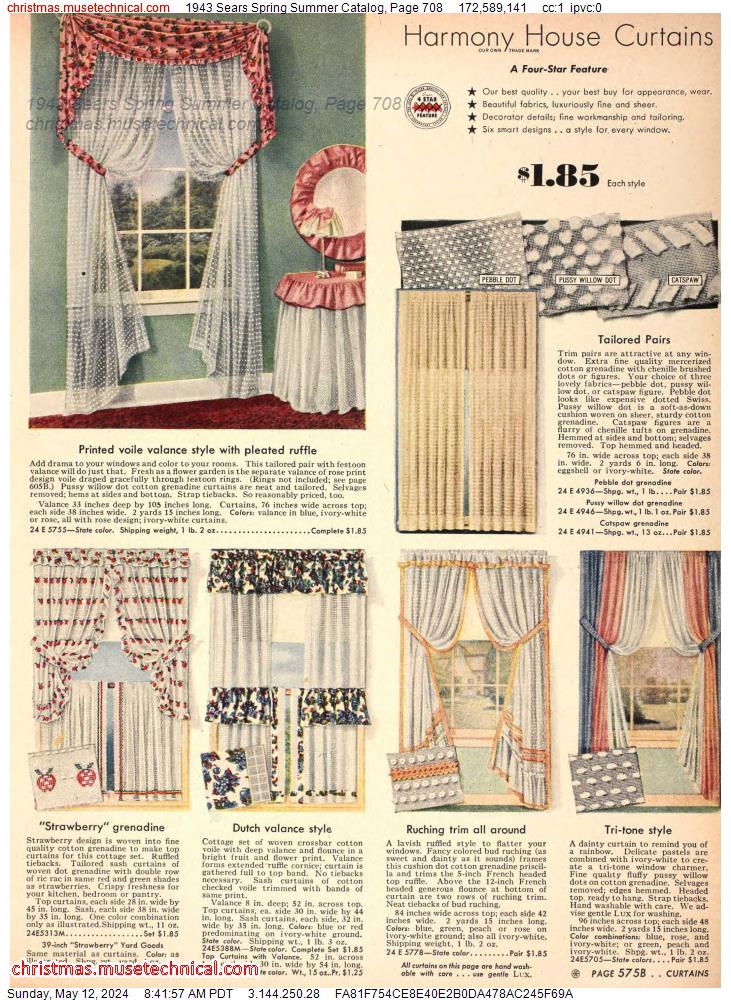 1943 Sears Spring Summer Catalog, Page 708
