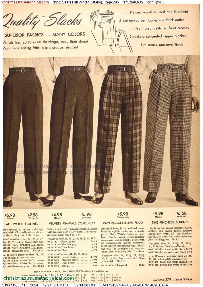 1952 Sears Fall Winter Catalog, Page 285