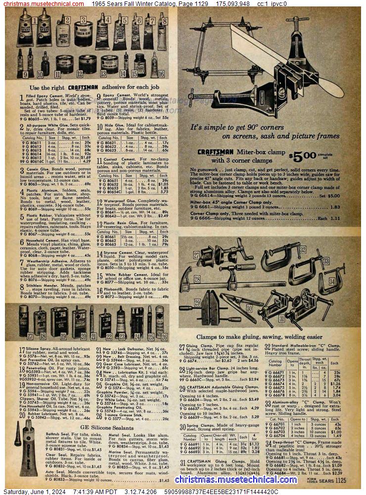 1965 Sears Fall Winter Catalog, Page 1129