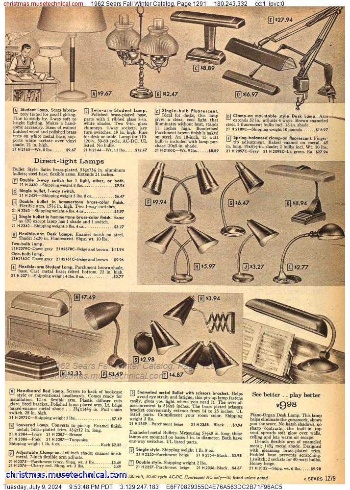 1962 Sears Fall Winter Catalog, Page 1291