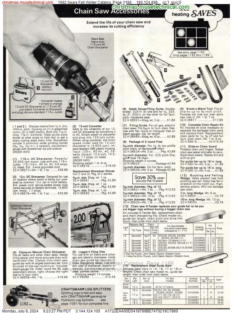 1982 Sears Fall Winter Catalog, Page 1188