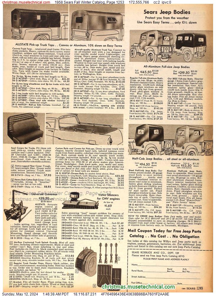 1958 Sears Fall Winter Catalog, Page 1253