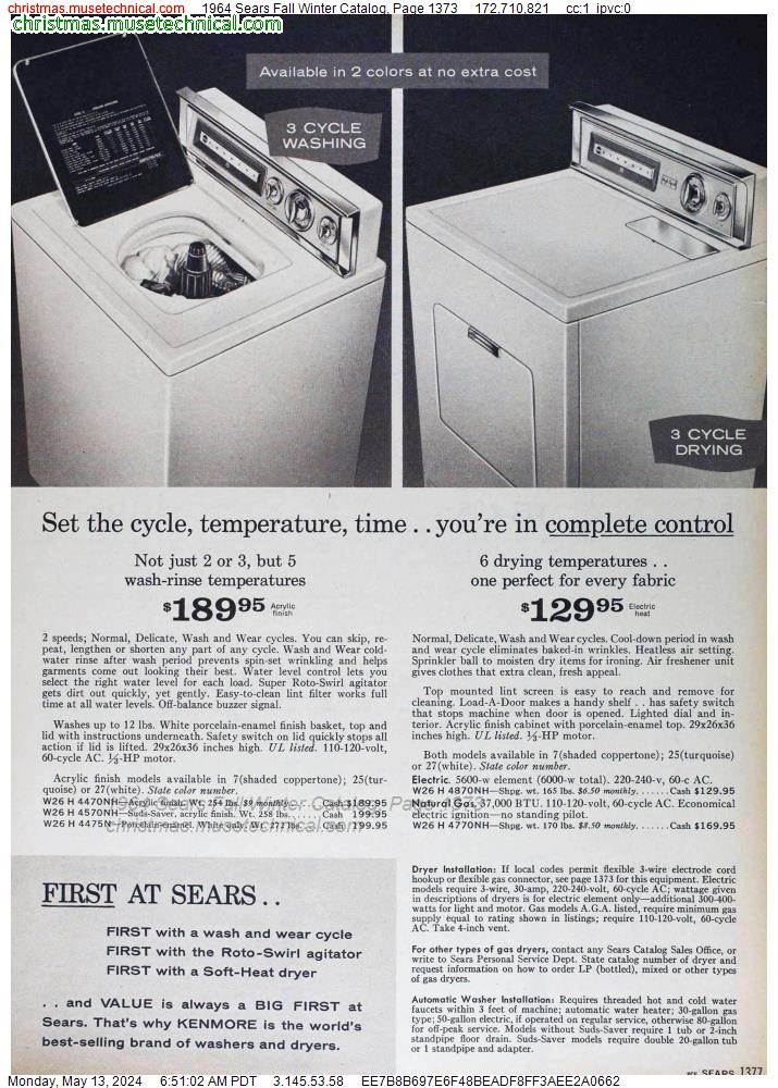 1964 Sears Fall Winter Catalog, Page 1373