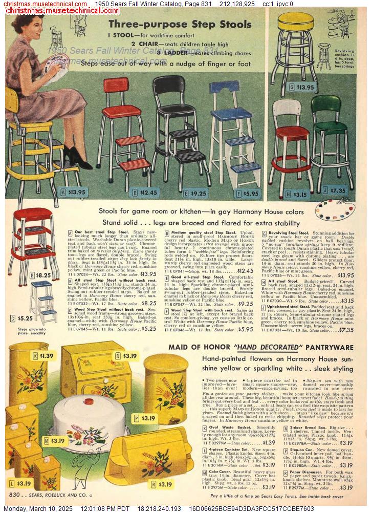 1950 Sears Fall Winter Catalog, Page 831