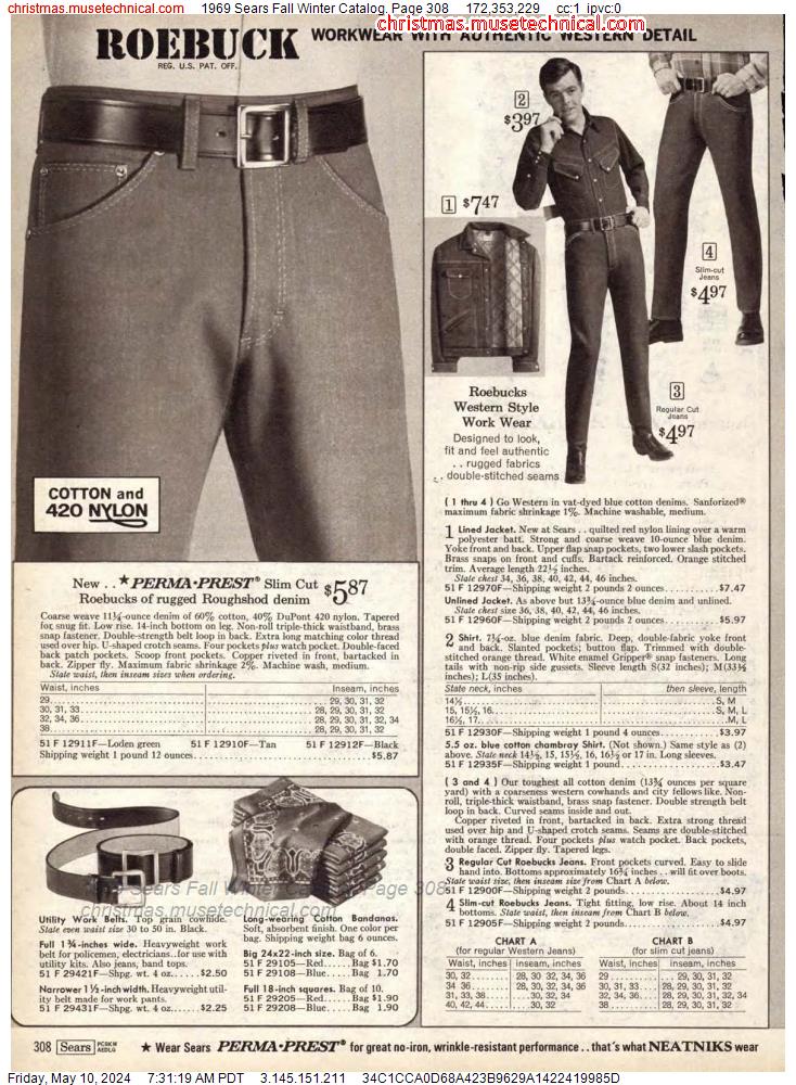 1969 Sears Fall Winter Catalog, Page 308