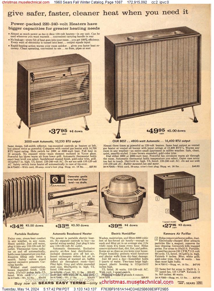 1960 Sears Fall Winter Catalog, Page 1087
