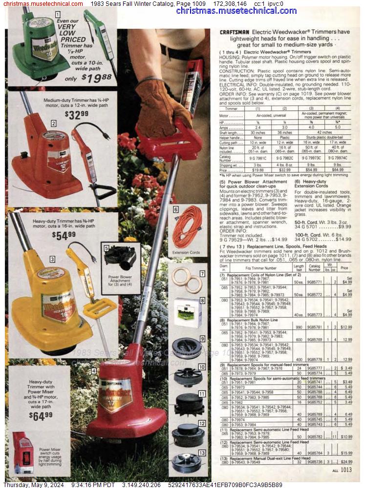 1983 Sears Fall Winter Catalog, Page 1009