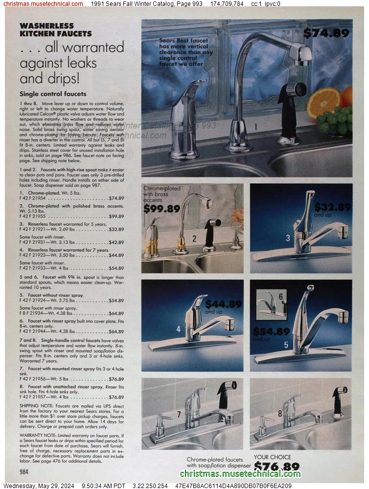 1991 Sears Fall Winter Catalog, Page 993