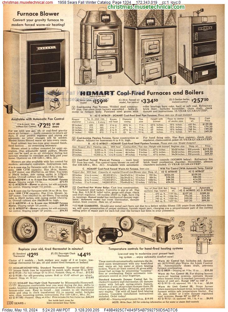 1958 Sears Fall Winter Catalog, Page 1334