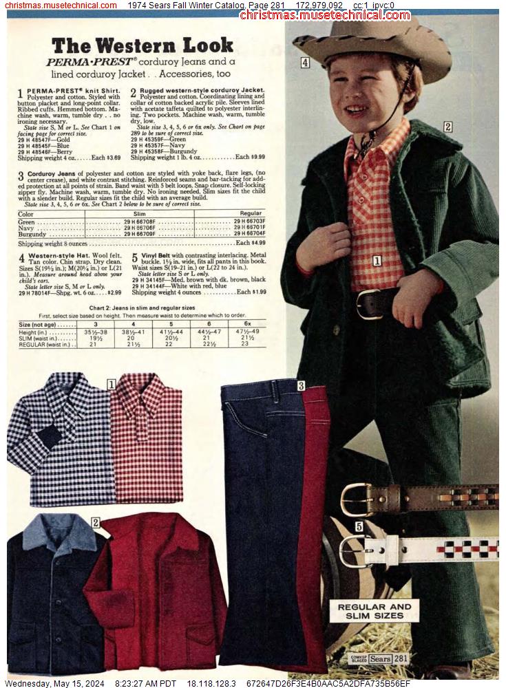 1974 Sears Fall Winter Catalog, Page 281