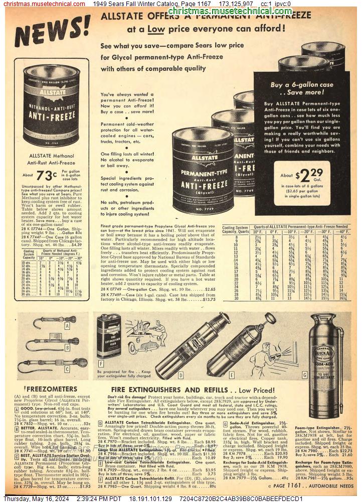 1949 Sears Fall Winter Catalog, Page 1167