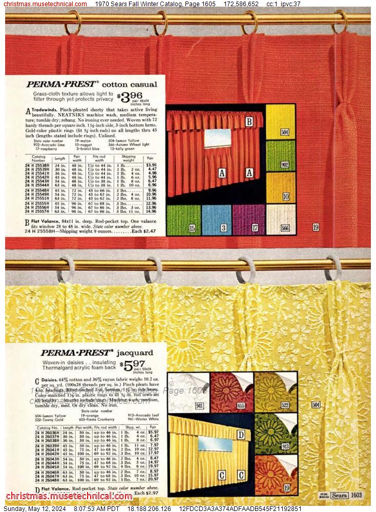 1970 Sears Fall Winter Catalog, Page 1605