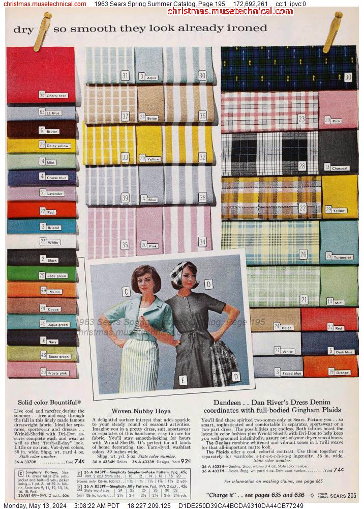 1963 Sears Spring Summer Catalog, Page 195