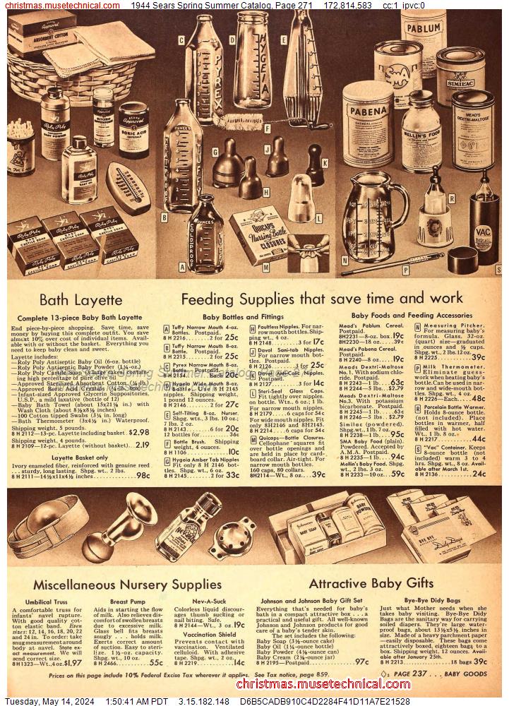 1944 Sears Spring Summer Catalog, Page 271