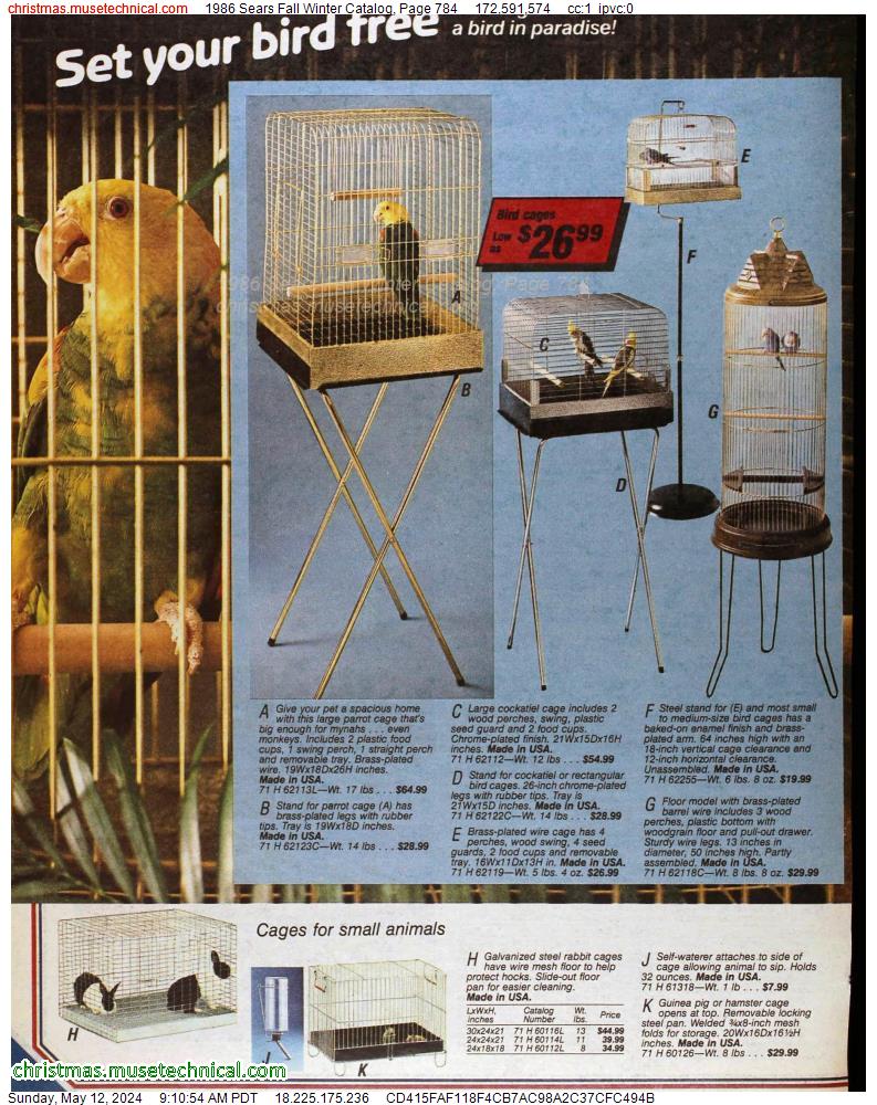 1986 Sears Fall Winter Catalog, Page 784